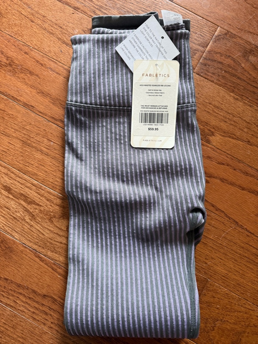 Fabletics Ribbed High-Waist Leggings in Gray and Lavender